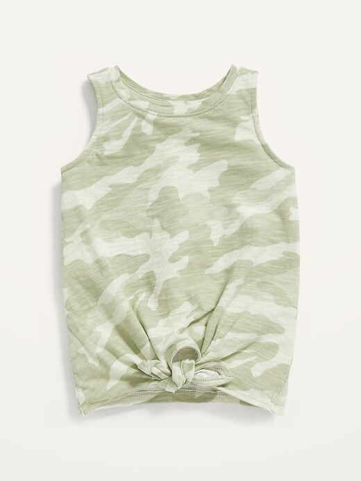 View large product image 1 of 1. Printed Tie-Front Slub-Knit Tank Top for Toddler Girls