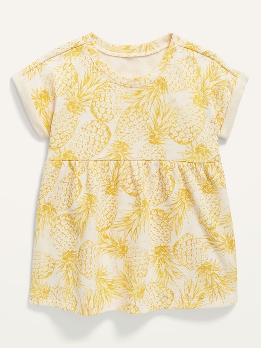 Old Navy Printed French Terry Babydoll Tunic for Toddler Girls yellow. 1