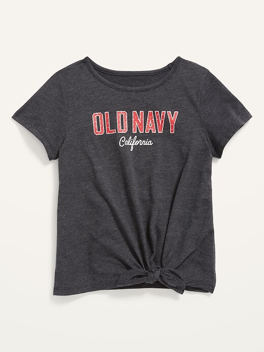 Short-Sleeve Logo-Graphic Tie-Front T-Shirt for Girls | Old Navy