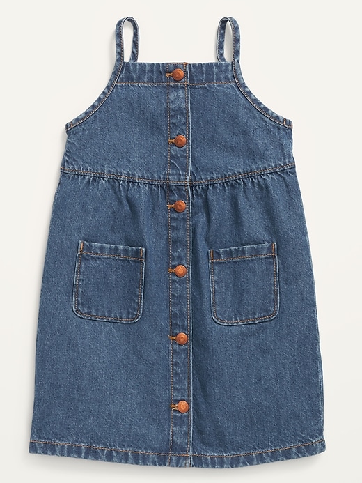 View large product image 1 of 2. Snap-Front Medium-Wash Jean Skirtall for Toddler Girls