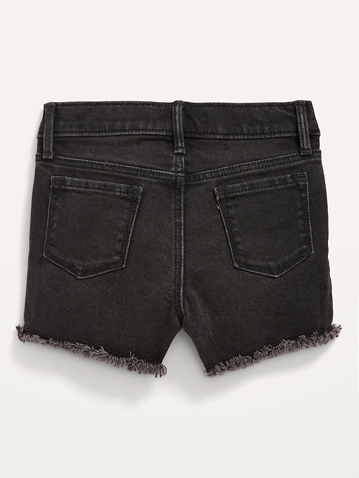 View large product image 2 of 2. Frayed-Hem Black Jean Shorts for Toddler Girls