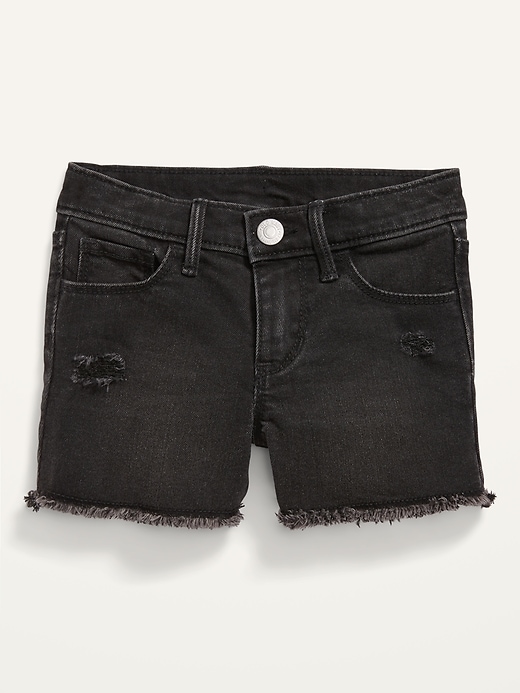 View large product image 1 of 2. Frayed-Hem Black Jean Shorts for Toddler Girls