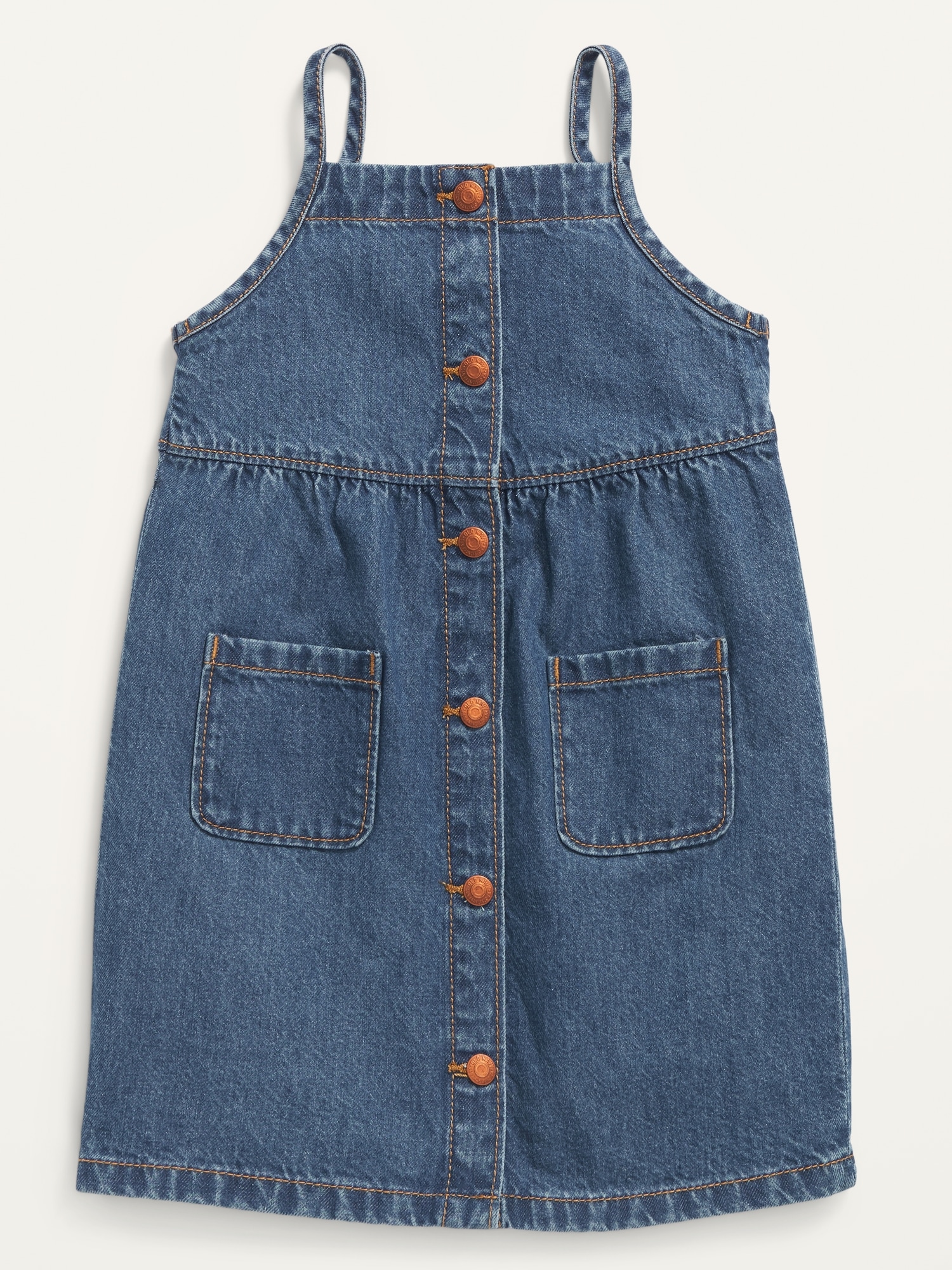 Snap-Front Medium-Wash Jean Skirtall for Toddler Girls