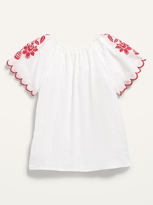 View large product image 2 of 2. Embroidered Flutter-Sleeve Top for Toddler Girls