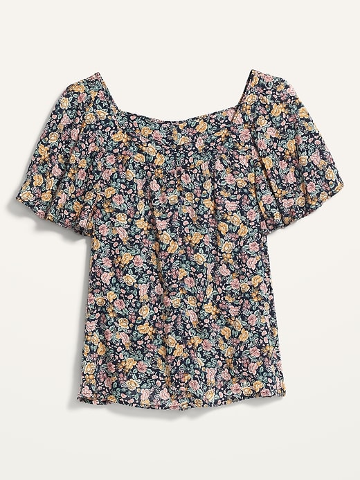 Image number 4 showing, Oversized Floral-Print Square-Neck Plus-Size Top