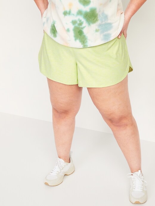View large product image 1 of 2. Mid-Rise Breathe ON Dolphin-Hem Plus-Size Shorts --4.5-inch inseam