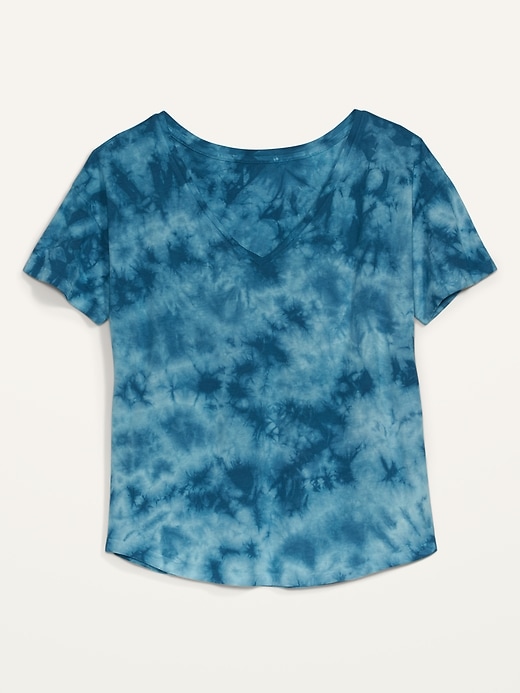 View large product image 2 of 2. Loose Specially Dyed Easy V-Neck Tee for Women