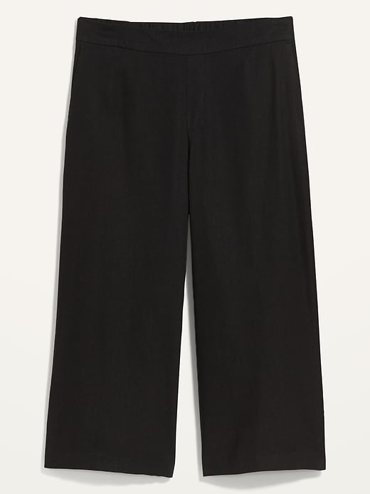 Image number 4 showing, High-Waisted Linen-Blend Plus-Size Culotte Pants