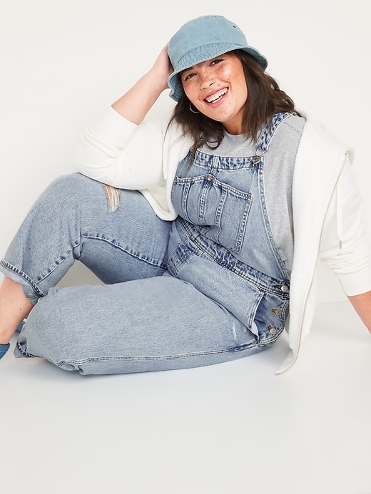 Image number 3 showing, Slouchy Straight Ripped Workwear Plus-Size Jean Overalls