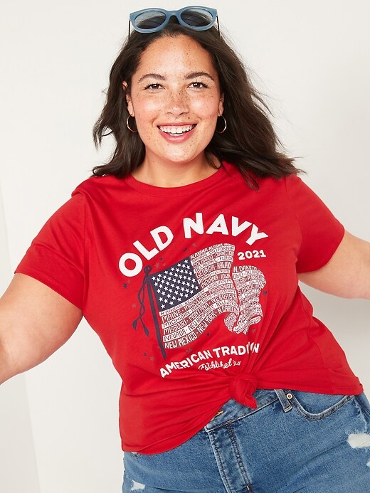 View large product image 1 of 1. EveryWear 2021 American Flag Plus-Size Tee