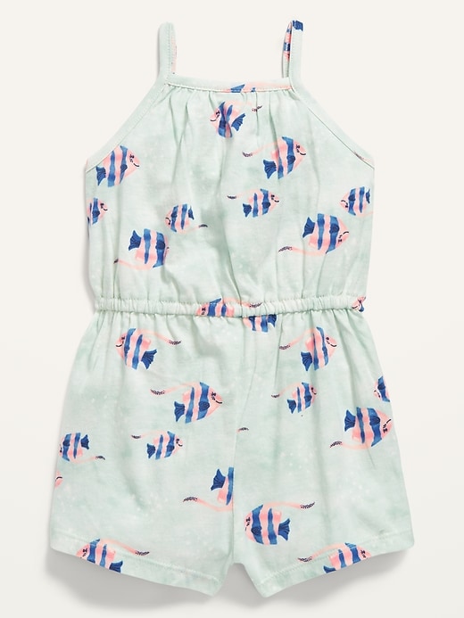 View large product image 2 of 2. Sleeveless Fish-Print Jersey Romper for Baby