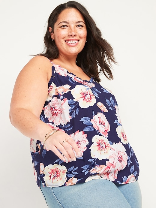 Image number 1 showing, Floral-Print Ruffled Plus-Size Cami Top