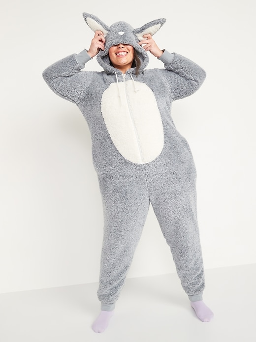 Image number 1 showing, Cozy Hooded One-Piece Plus-Size Bunny Pajamas