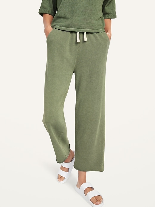 Old Navy Extra High-Waisted Garment-Dyed Cropped Sweatpants for Women. 1