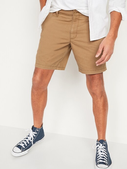 View large product image 1 of 1. Straight Lived-In Khaki Non-Stretch Shorts - 8-inch inseam