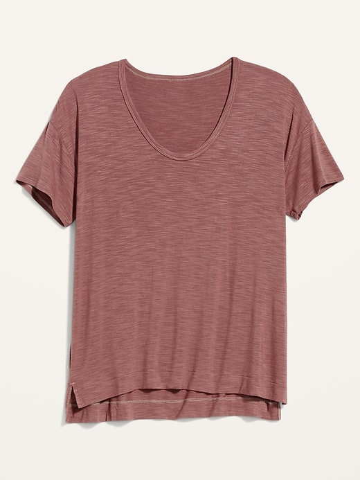 View large product image 2 of 2. Loose Luxe Slub-Knit Voop-Neck Tee for Women