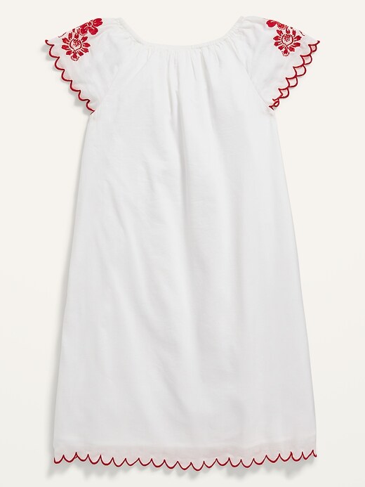View large product image 2 of 2. Embroidered Scallop-Trim Midi Dress for Girls