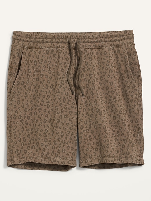 View large product image 2 of 2. Gender-Neutral Leopard-Print Jogger Sweat Shorts for Adults -- 7.5-inch inseam