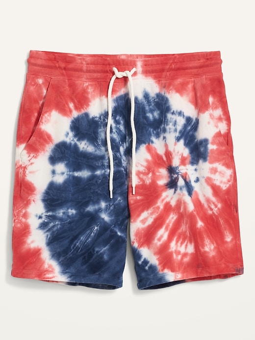 View large product image 2 of 2. Americana Tie-Dye Gender-Neutral Sweat Shorts for Adults -- 7.5-inch inseam
