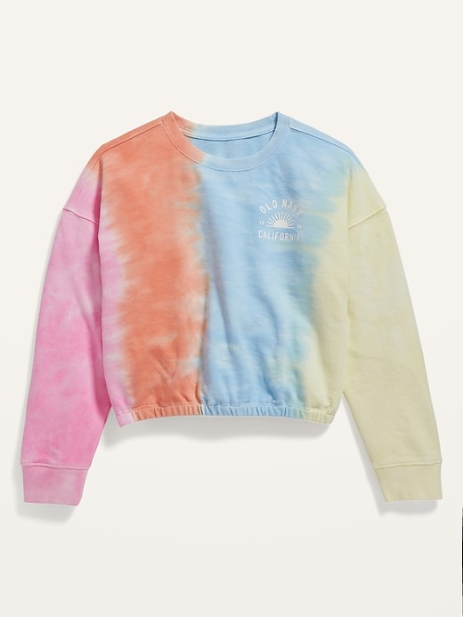 Logo-Graphic Cinched-Hem Cropped Sweatshirt For Girls | Old Navy