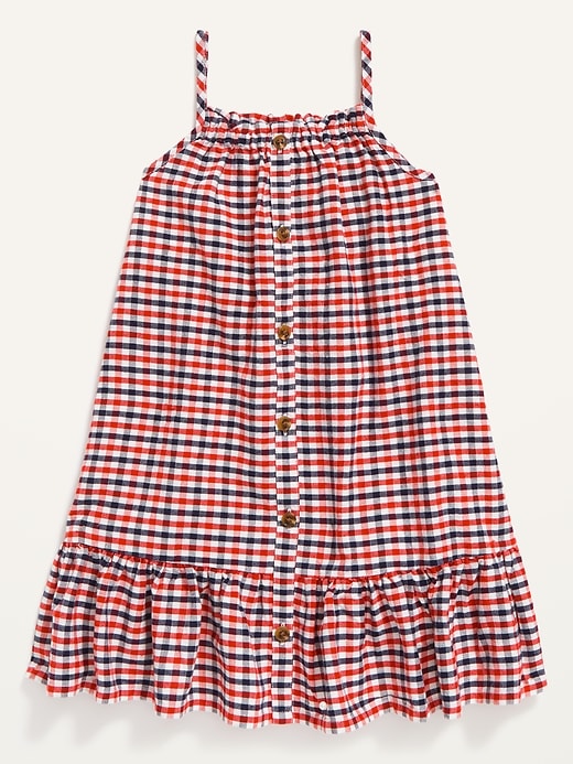 View large product image 1 of 2. Plaid Cami Button-Front Peplum Dress for Toddler Girls