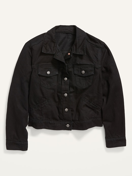 View large product image 1 of 1. Cropped Plus-Size Black Jean Jacket