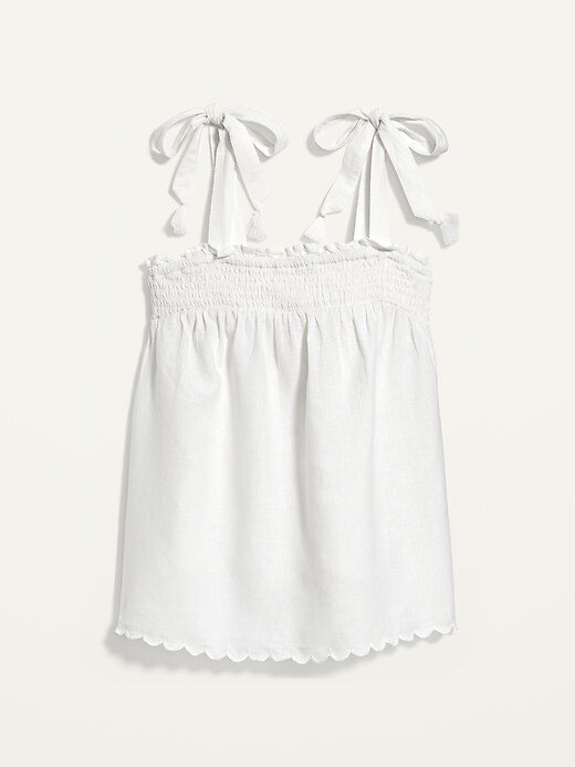 Image number 4 showing, Sleeveless Smocked Linen-Blend Swing Top for Women