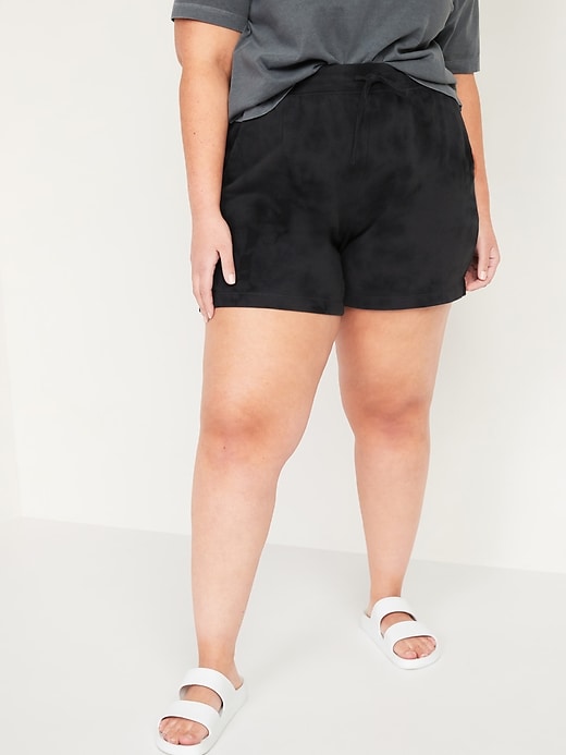 Image number 1 showing, Extra High-Waisted Tie-Dyed Plus-Size Sweat Shorts -- 5.5-inch inseam