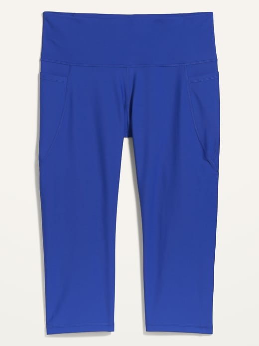Image number 4 showing, High-Waisted PowerSoft Side-Pocket Plus-Size Crop Leggings