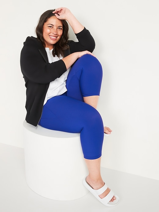 Image number 3 showing, High-Waisted PowerSoft Side-Pocket Plus-Size Crop Leggings