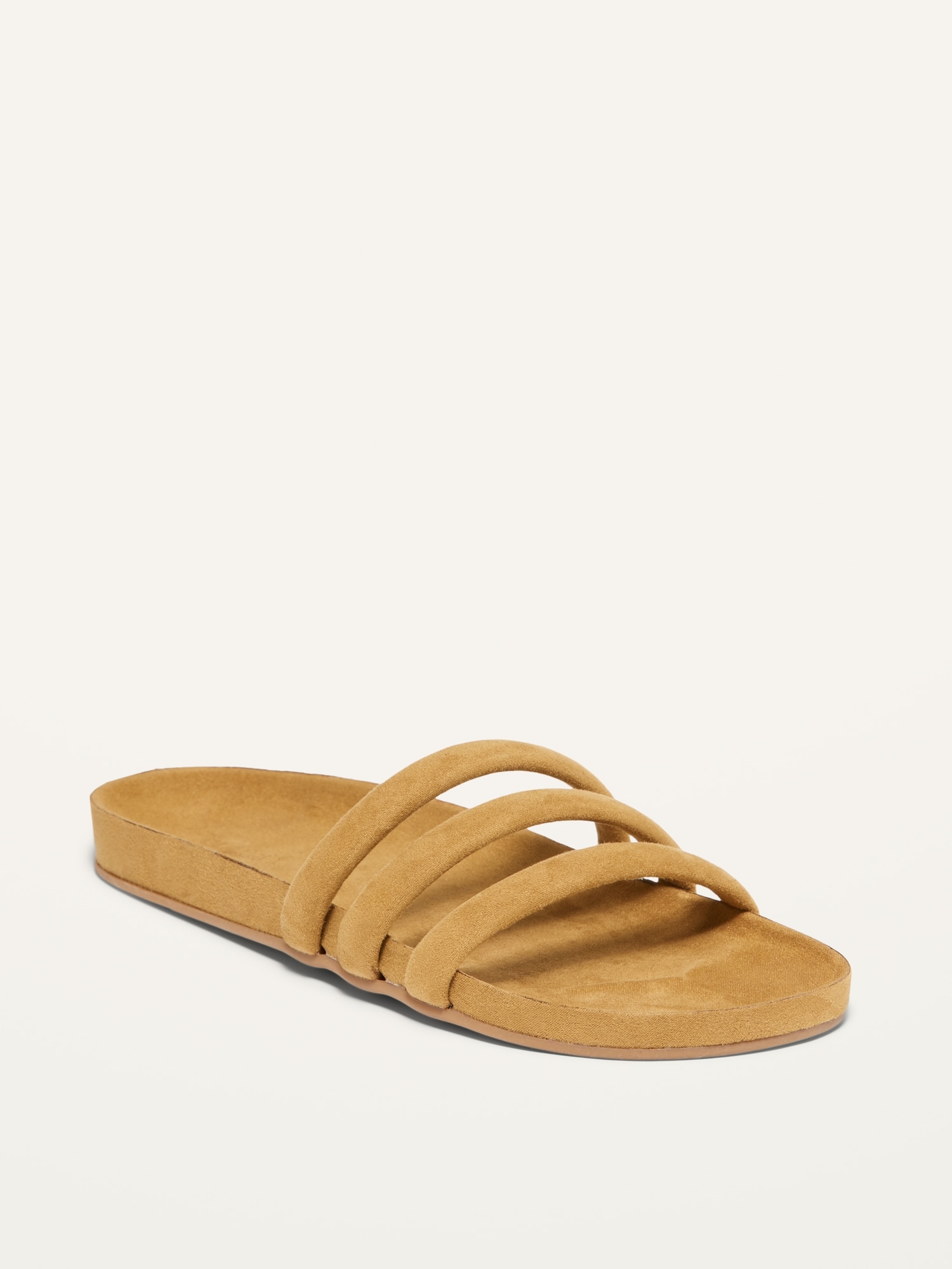 Faux-Suede Triple-Strap Slide Sandals for Women
