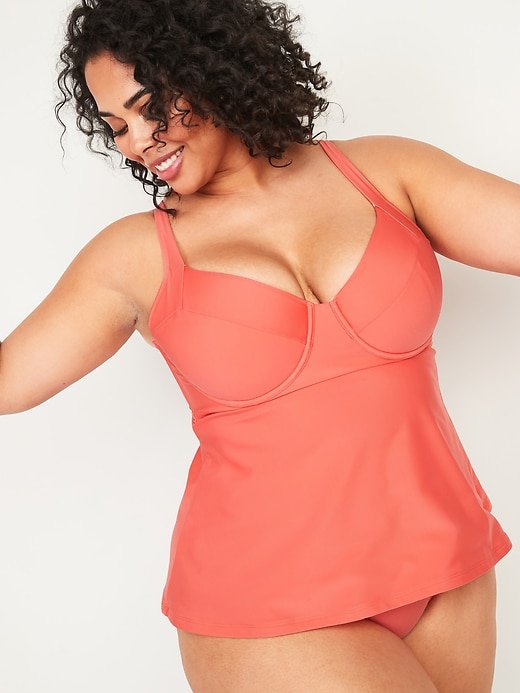 View large product image 1 of 2. Wide-Strap Underwire Plus-Size Tankini Swim Top