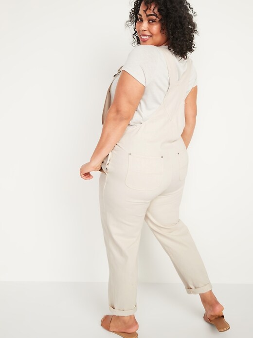 Image number 2 showing, Slouchy Straight Ecru-Wash Workwear Plus-Size Jean Overalls