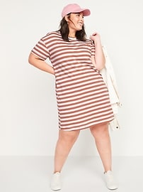 Image number 1 showing, Vintage Striped Slub-Knit Plus-Size T-Shirt Shift Dress