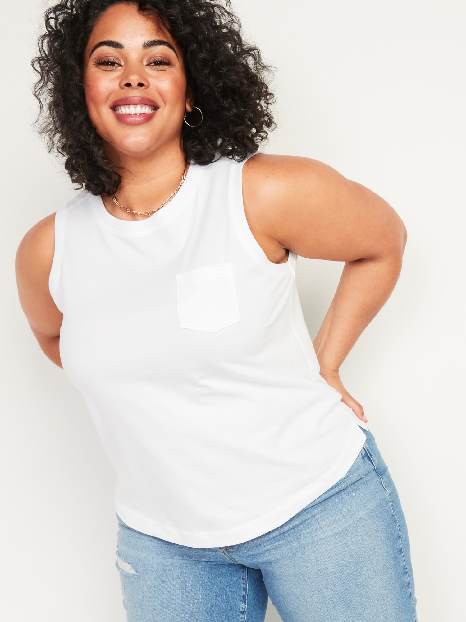 Vintage Sleeveless Plus-Size Crew-Neck Easy Tee