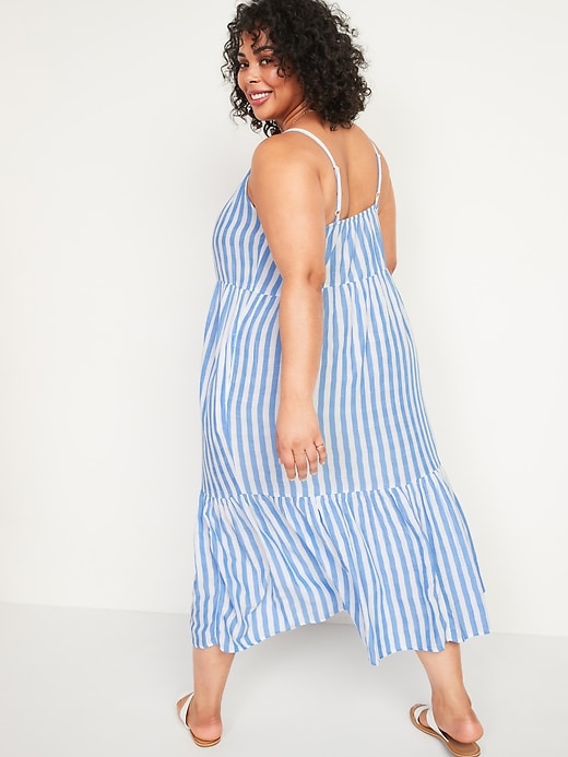 Image number 2 showing, Striped Tiered Tie-Front Maxi Swing Plus-Size Sundress