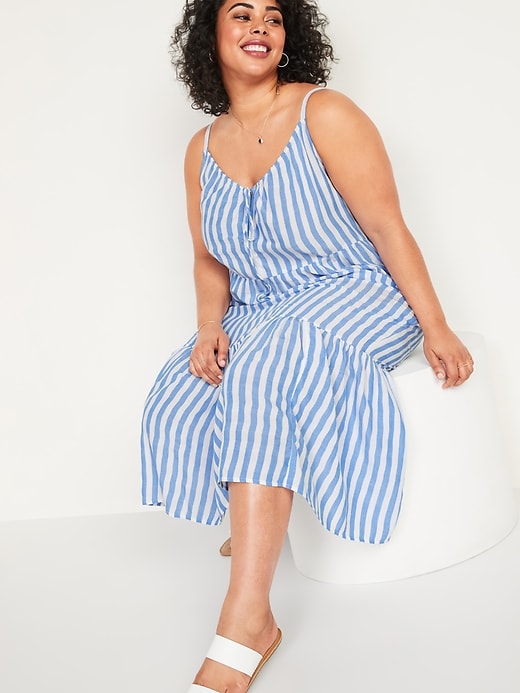 Image number 3 showing, Striped Tiered Tie-Front Maxi Swing Plus-Size Sundress
