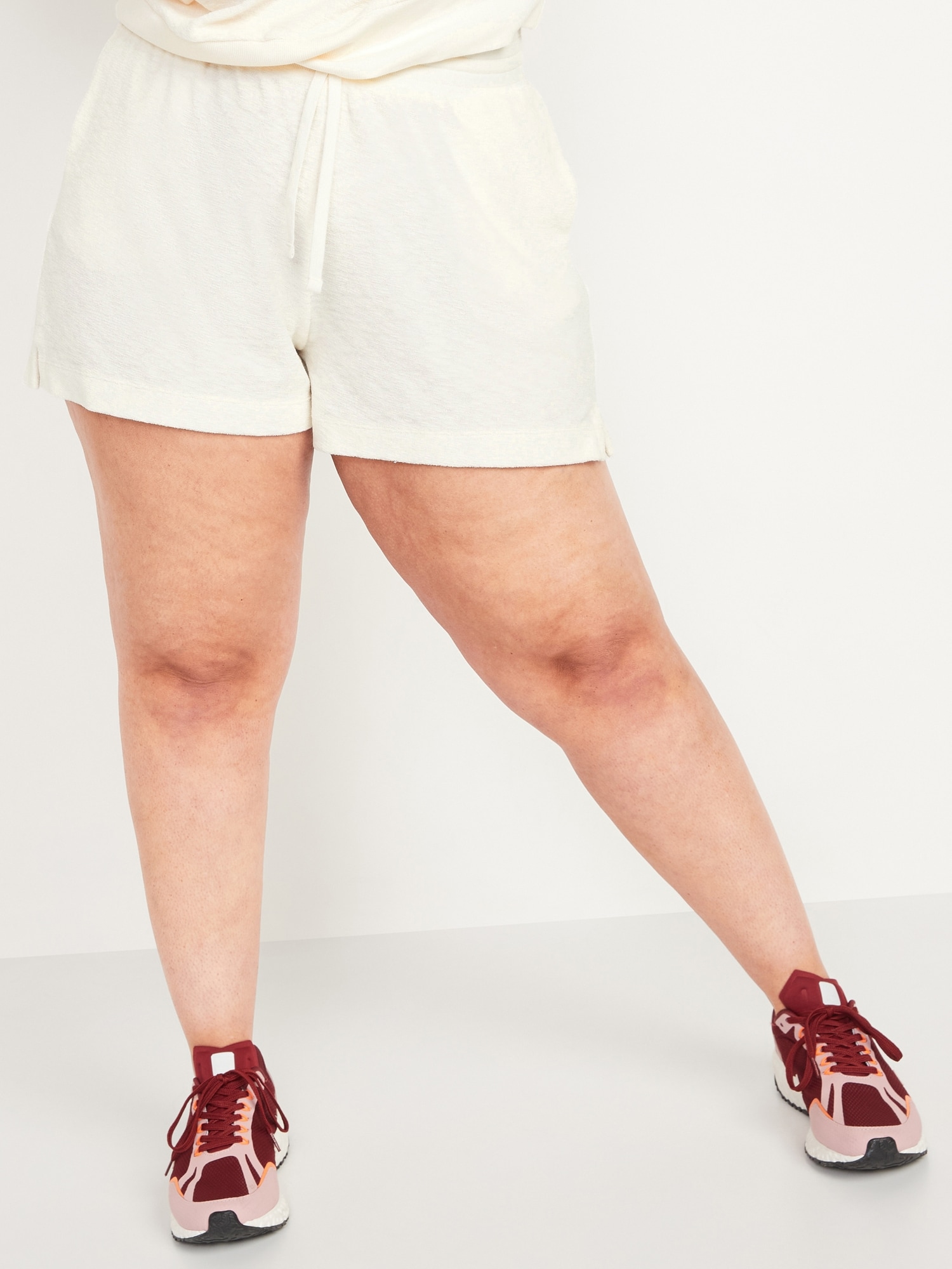 High-Waisted Plus-Size Slub-Knit Terry Lounge Shorts -- 3.5-inch inseam