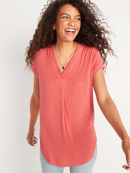 Image number 1 showing, Loose Luxe V-Neck Tunic T-Shirt