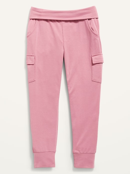 View large product image 2 of 2. Fold-Over-Waist French Terry Cargo Joggers for Girls