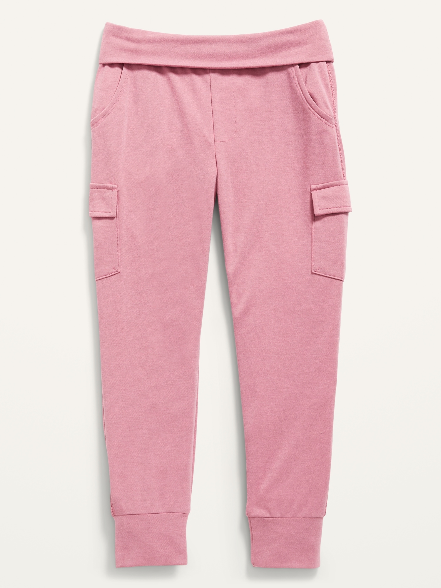 Fold-Over-Waist French Terry Cargo Joggers for Girls | Old Navy