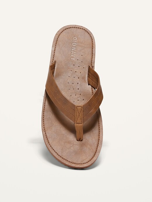 View large product image 2 of 3. Faux-Leather Flip-Flop Sandals