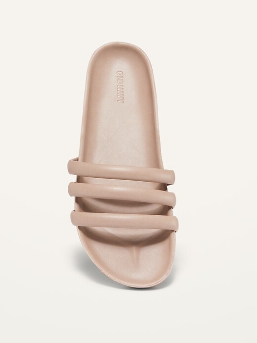 Image number 3 showing, Faux-Leather Triple-Strap Slide Sandals