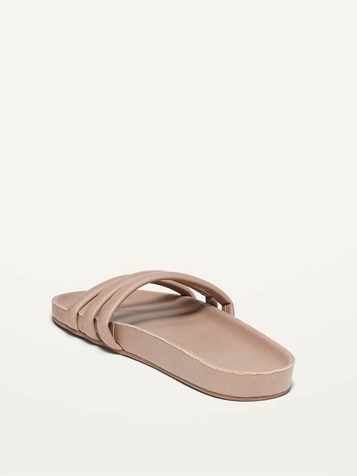 Image number 4 showing, Faux-Leather Triple-Strap Slide Sandals