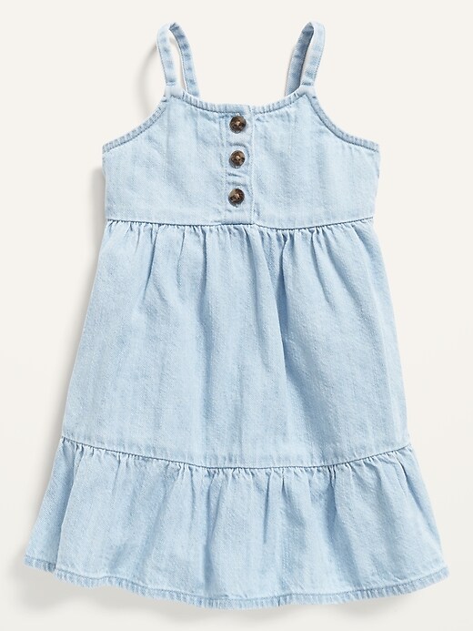 View large product image 1 of 2. Sleeveless Tiered Chambray Dress for Baby