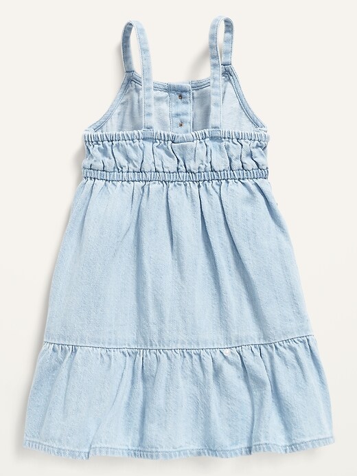 View large product image 2 of 2. Sleeveless Tiered Chambray Dress for Baby