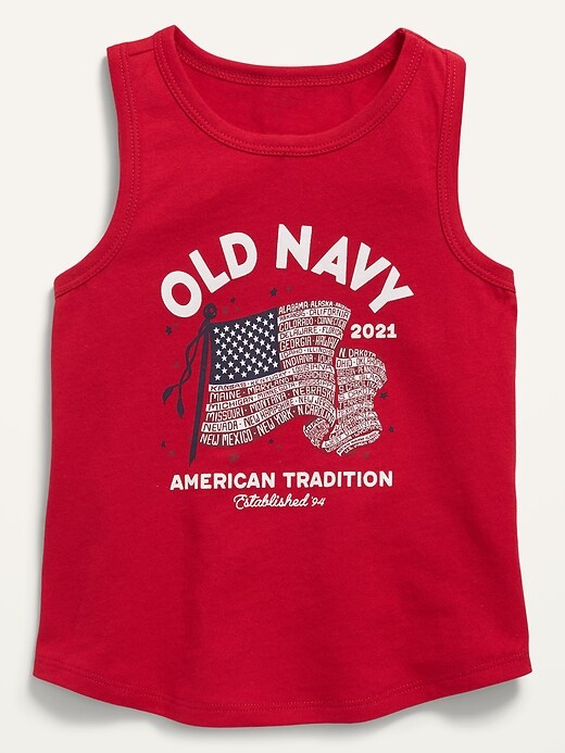 View large product image 1 of 1. 2021 American Flag Tank Top for Toddler Girls