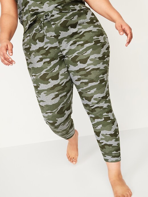 View large product image 1 of 2. High-Waisted Thermal-Knit Plus-Size Jogger Lounge Pants