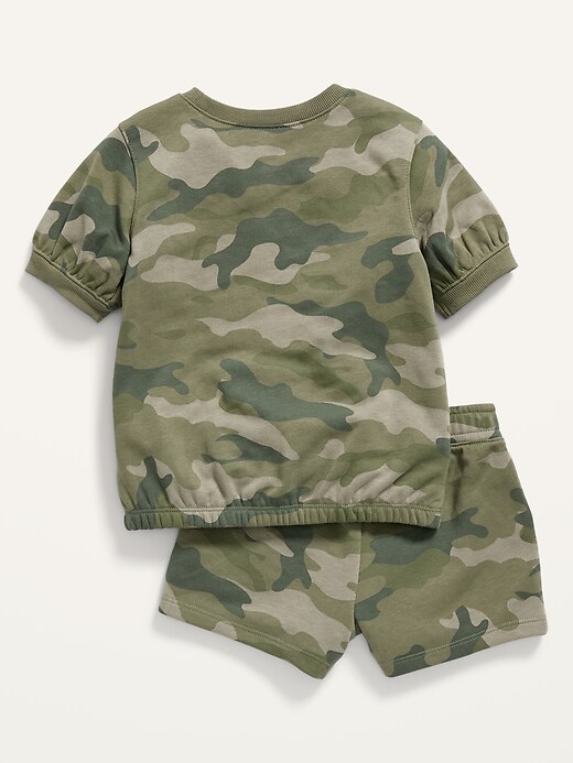 View large product image 2 of 2. Camo Logo-Graphic Sweatshirt & Shorts 2-Piece Set for Toddler Girls