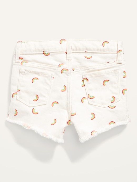 View large product image 2 of 2. Frayed-Hem Rainbow-Print Jean Shorts for Toddler Girls